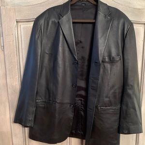Men’s double breasted leather blazer